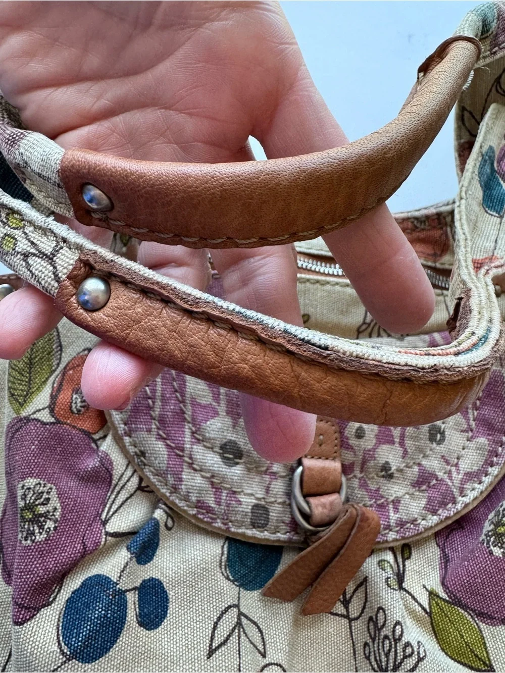 Fossil Floral Canvas Shoulder Bag